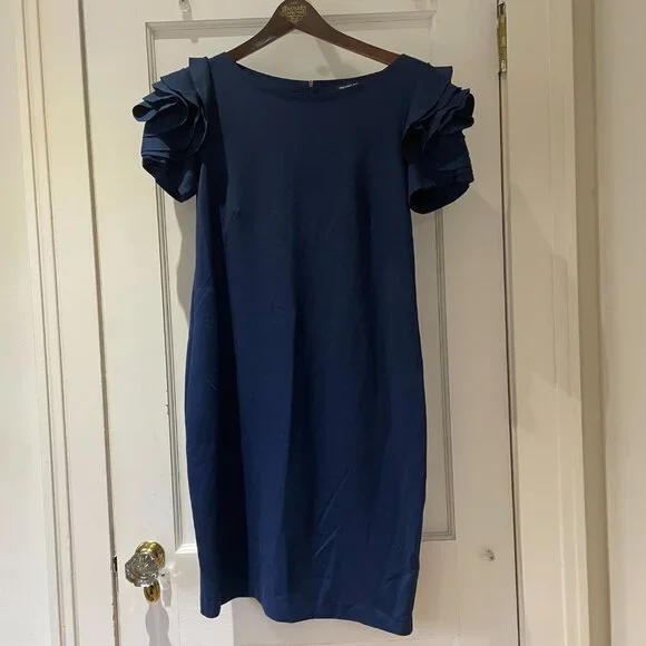 Pietro Brunelli "Salisburgo" Ruffled Sleeve Dress in Navy Blue Size S Maternity - Picture 9 of 9